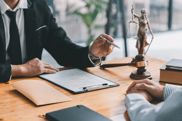 Lawyer giving legal advice to a client